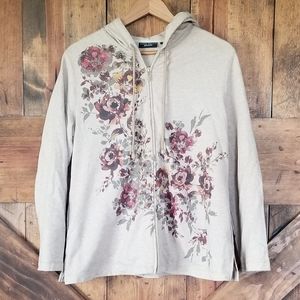 Susan Graver Weekend Zip Up Sweater Floral
